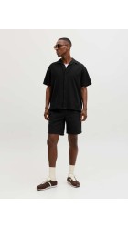 Ανδρική Βερμούδα  jack & Jones 12295862 JPSTJaiden Waffle Resort Short Reg Μαύρο