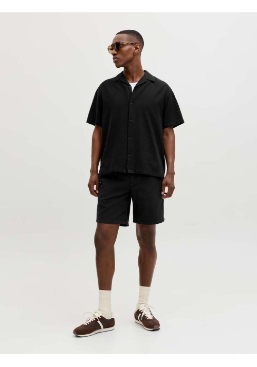 Ανδρική Βερμούδα  jack & Jones 12295862 JPSTJaiden Waffle Resort Short Reg Μαύρο