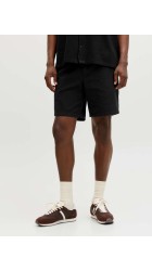 Ανδρική Βερμούδα  jack & Jones 12295862 JPSTJaiden Waffle Resort Short Reg Μαύρο