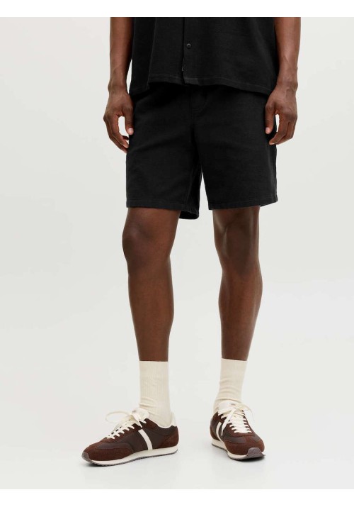 Ανδρική Βερμούδα  jack & Jones 12295862 JPSTJaiden Waffle Resort Short Reg Μαύρο