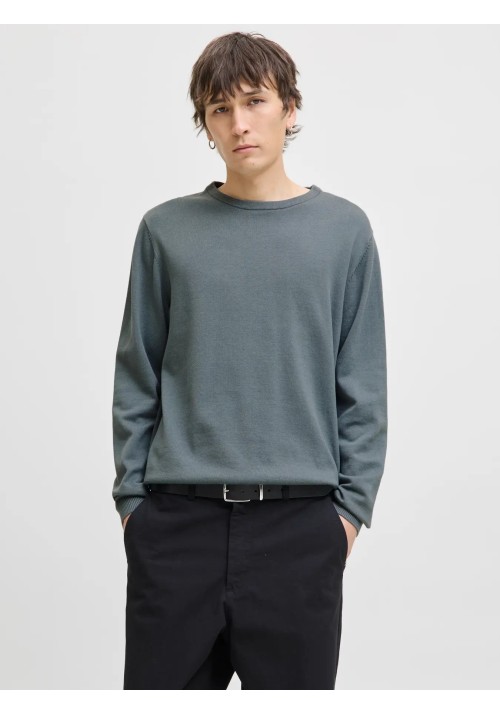 Ανδρικό Πλεκτό Βαμβακερό Jack & Jones JJebasic Knit Crew Neck Noos 12137190 Stormy Weather