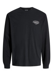 Ανδρική Μπλούζα Βαμβακερή  Jack & Jones JJMakoto Tee LS Neck  12278510 Black