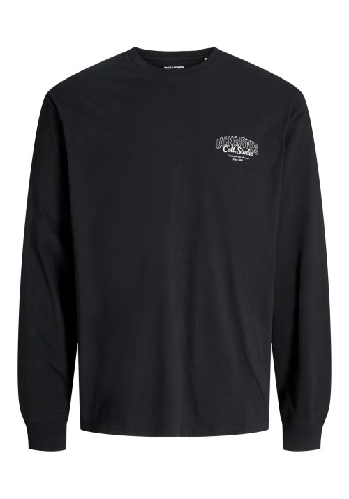 Ανδρική Μπλούζα Βαμβακερή  Jack & Jones JJMakoto Tee LS Neck  12278510 Black