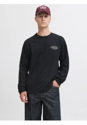 Ανδρική Μπλούζα Βαμβακερή  Jack & Jones JJMakoto Tee LS Neck  12278510 Black