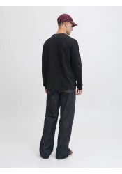 Ανδρική Μπλούζα Βαμβακερή  Jack & Jones JJMakoto Tee LS Neck  12278510 Black