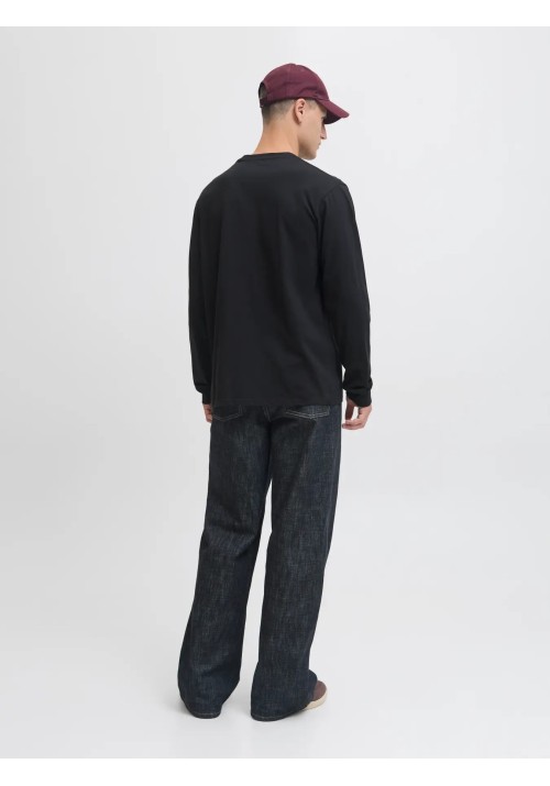 Ανδρική Μπλούζα Βαμβακερή  Jack & Jones JJMakoto Tee LS Neck  12278510 Black