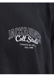 Ανδρική Μπλούζα Βαμβακερή  Jack & Jones JJMakoto Tee LS Neck  12278510 Black