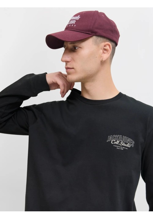 Ανδρική Μπλούζα Βαμβακερή  Jack & Jones JJMakoto Tee LS Neck  12278510 Black
