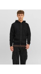 Ανδρική Ζακέτα Φούτερ Jack & Jones JJbradley Sweat Zip Hood Noos 12249342 Μαύρη