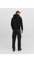 Ανδρική Ζακέτα Φούτερ Jack & Jones JJbradley Sweat Zip Hood Noos 12249342 Μαύρη
