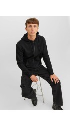 Ανδρική Ζακέτα Φούτερ Jack & Jones JJbradley Sweat Zip Hood Noos 12249342 Μαύρη