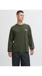 Ανδρική Μπλούζα Βαμβακερή  Jack & Jones JJMakoto Tee LS Neck  12278510 Duffel Bag