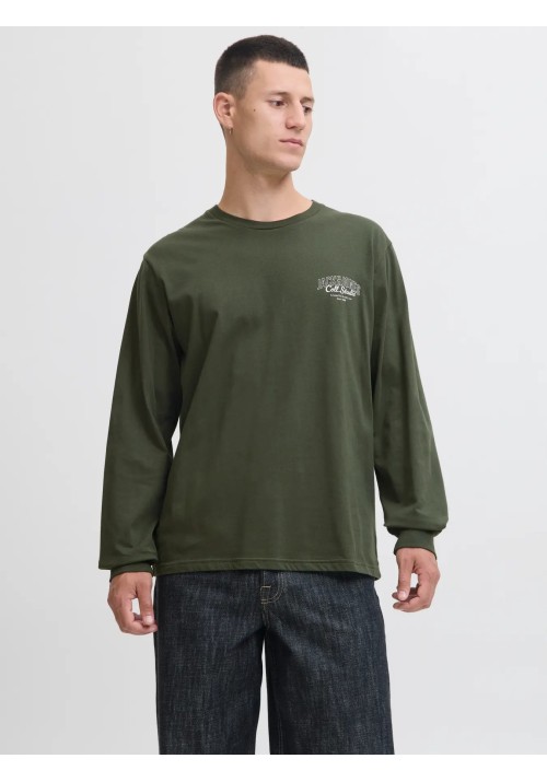 Ανδρική Μπλούζα Βαμβακερή  Jack & Jones JJMakoto Tee LS Neck  12278510 Duffel Bag