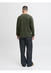 Ανδρική Μπλούζα Βαμβακερή  Jack & Jones JJMakoto Tee LS Neck  12278510 Duffel Bag