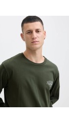 Ανδρική Μπλούζα Βαμβακερή  Jack & Jones JJMakoto Tee LS Neck  12278510 Duffel Bag