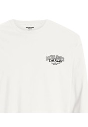 Ανδρική Μπλούζα Βαμβακερή  Jack & Jones JJMakoto Tee LS Neck  12278510 White