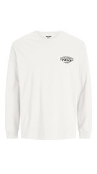 Ανδρική Μπλούζα Βαμβακερή  Jack & Jones JJMakoto Tee LS Neck  12278510 White
