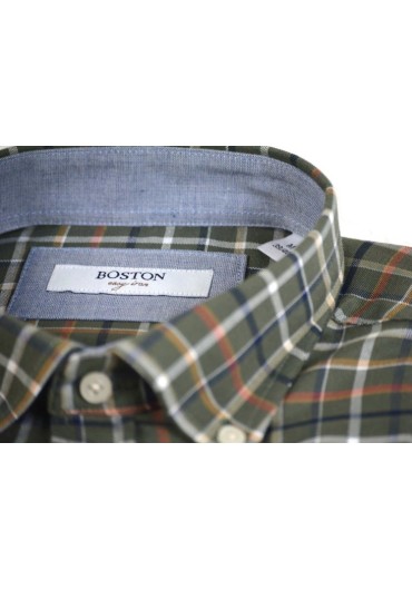 Ανδρικό Πουκάμισο Boston 4384-5 Καρό Πράσινο