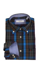 Ανδρικό Πουκάμισο Boston 602-2 Καρό Μπλε