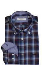 Ανδρικό Πουκάμισο Boston 605-4 Καρό Μπλέ