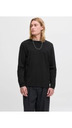 Ανδρική Μπλούζα Μακρυμάνικη Jack & Jones JJEORganic Basic Tee LS Q-Neck Noos  12279538 Μαύρη