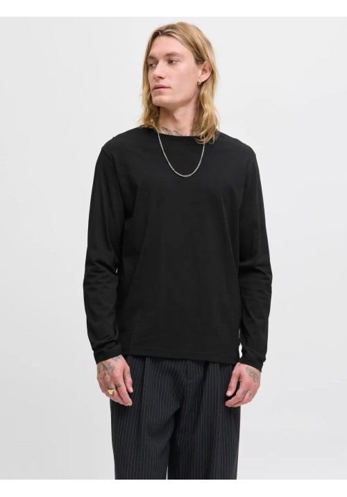 Ανδρική Μπλούζα Μακρυμάνικη Jack & Jones JJEORganic Basic Tee LS Q-Neck Noos  12279538 Μαύρη