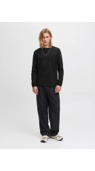 Ανδρική Μπλούζα Μακρυμάνικη Jack & Jones JJEORganic Basic Tee LS Q-Neck Noos  12279538 Μαύρη