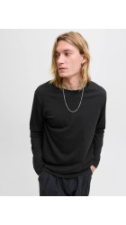 Ανδρική Μπλούζα Μακρυμάνικη Jack & Jones JJEORganic Basic Tee LS Q-Neck Noos  12279538 Μαύρη