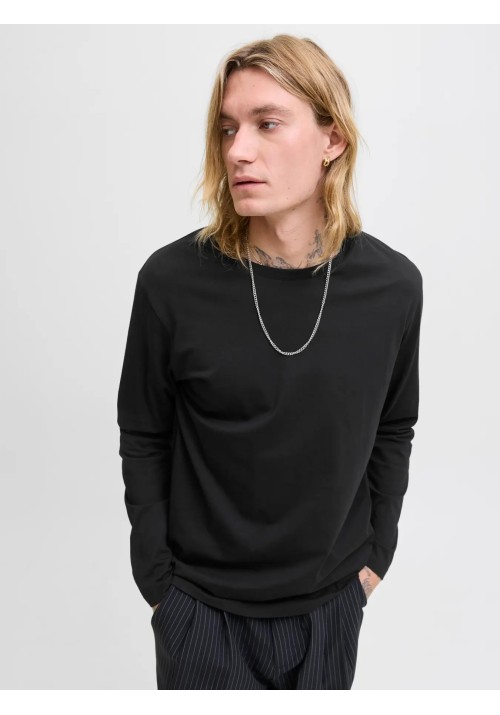 Ανδρική Μπλούζα Μακρυμάνικη Jack & Jones JJEORganic Basic Tee LS Q-Neck Noos  12279538 Μαύρη