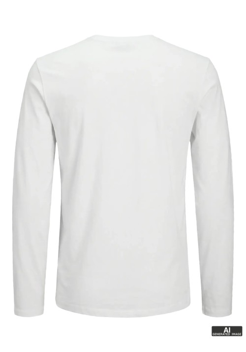 Ανδρική Μπλούζα Μακρυμάνικη Jack & Jones JJEORganic Basic Tee LS Q-Neck Noos  12279538 Λευκή