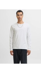 Ανδρική Μπλούζα Μακρυμάνικη Jack & Jones JJEORganic Basic Tee LS Q-Neck Noos  12279538 Λευκή