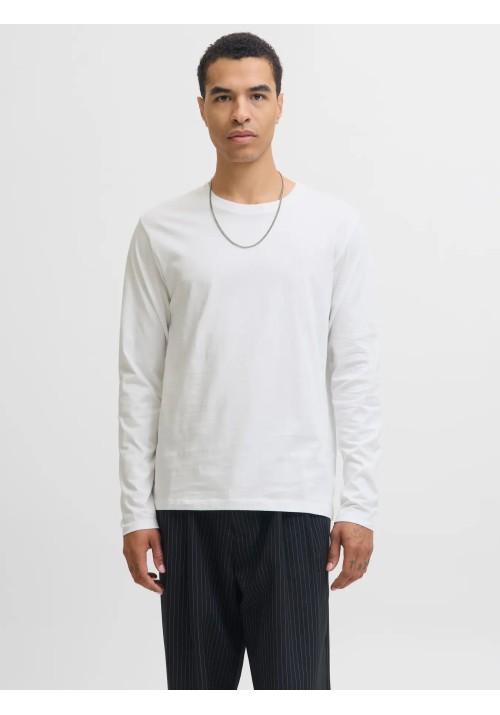Ανδρική Μπλούζα Μακρυμάνικη Jack & Jones JJEORganic Basic Tee LS Q-Neck Noos  12279538 Λευκή