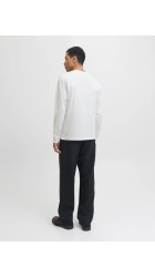 Ανδρική Μπλούζα Μακρυμάνικη Jack & Jones JJEORganic Basic Tee LS Q-Neck Noos  12279538 Λευκή