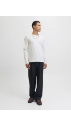 Ανδρική Μπλούζα Μακρυμάνικη Jack & Jones JJEORganic Basic Tee LS Q-Neck Noos  12279538 Λευκή