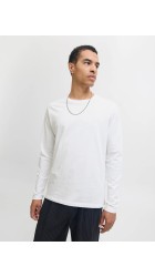 Ανδρική Μπλούζα Μακρυμάνικη Jack & Jones JJEORganic Basic Tee LS Q-Neck Noos  12279538 Λευκή