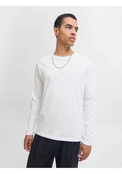 Ανδρική Μπλούζα Μακρυμάνικη Jack & Jones JJEORganic Basic Tee LS Q-Neck Noos  12279538 Λευκή
