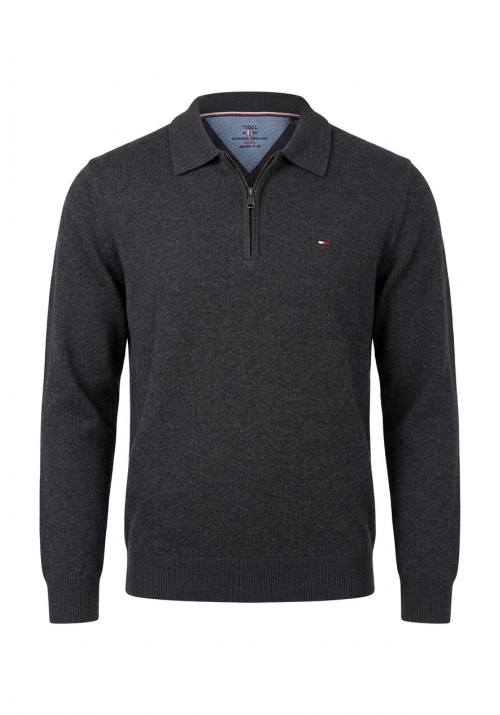 Ανδρικό Πλεκτό Polo Half-zip  FQ CALGARY 21900856-200278 Γκρί