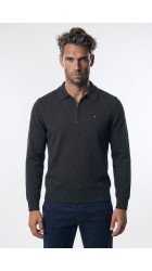 Ανδρικό Πλεκτό Polo Half-zip  FQ CALGARY 21900856-200278 Γκρί