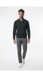 Ανδρικό Πλεκτό Polo Half-zip  FQ CALGARY 21900856-200278 Γκρί