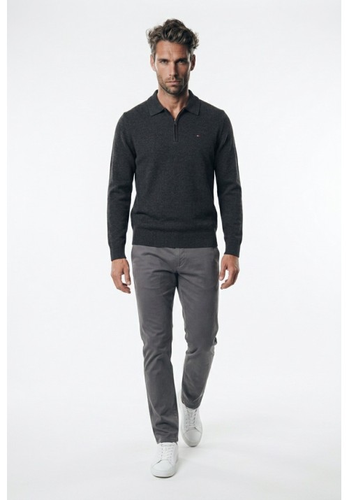 Ανδρικό Πλεκτό Polo Half-zip  FQ CALGARY 21900856-200278 Γκρί