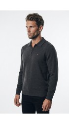 Ανδρικό Πλεκτό Polo Half-zip  FQ CALGARY 21900856-200278 Γκρί