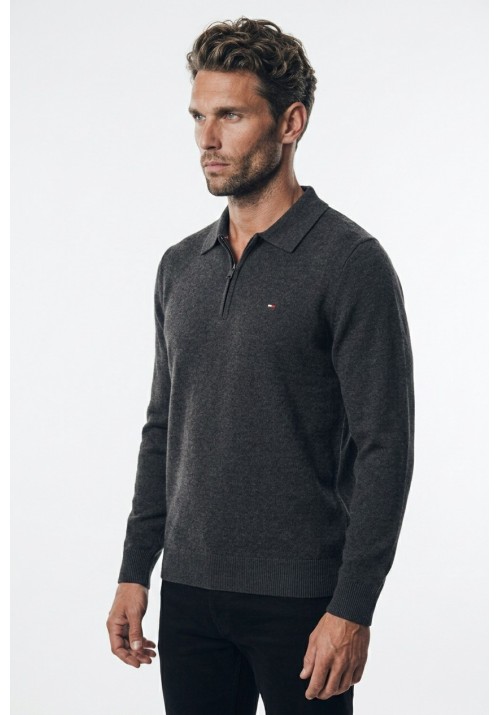 Ανδρικό Πλεκτό Polo Half-zip  FQ CALGARY 21900856-200278 Γκρί