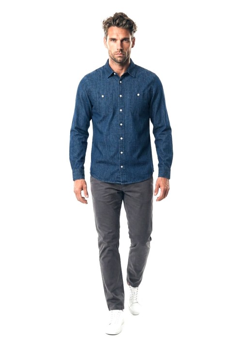 Ανδρικό Πουκάμισο Τζιν FQ Steven LS Denim shirt 21900434-200291 Μπλέ