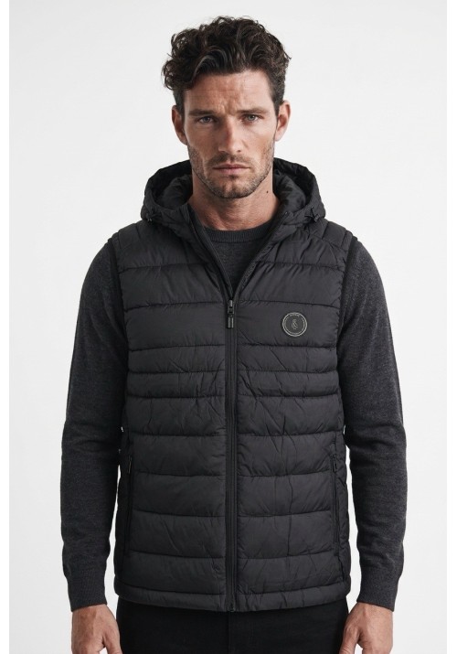 Ανδρικό Αμάνικο Μπουφάν Jack & Jones JJEKingsley Light Bodywarmer Hood 12298871 Black