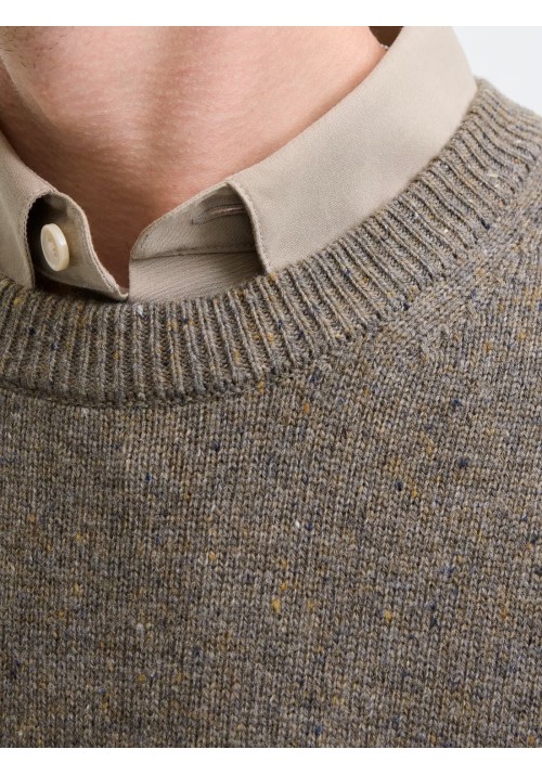 Ανδρικό Πουλόβερ Πλεκτό Jack & Jones JAULambswool Knit Crew Neck SN 12216799 Stone Gray_MELANGE