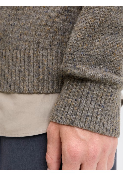 Ανδρικό Πουλόβερ Πλεκτό Jack & Jones JAULambswool Knit Crew Neck SN 12216799 Stone Gray_MELANGE