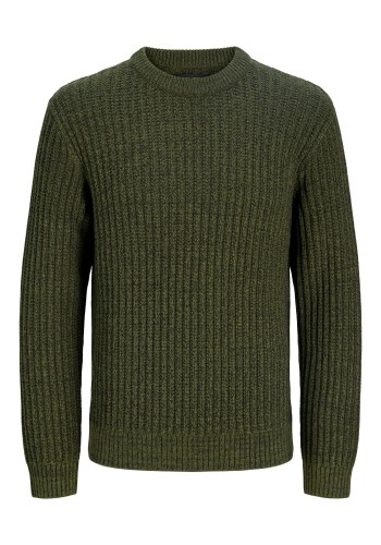 Ανδρικό Πουλόβερ Πλεκτό Jack & Jones JJJAxon Knit Crew Neck 12306928 Forest Night Twisted Black Ανδρικό Πουλόβερ Πλεκτό Jack & Jones JJJAxon Knit Crew Neck 12306928 Forest Night Twisted Black