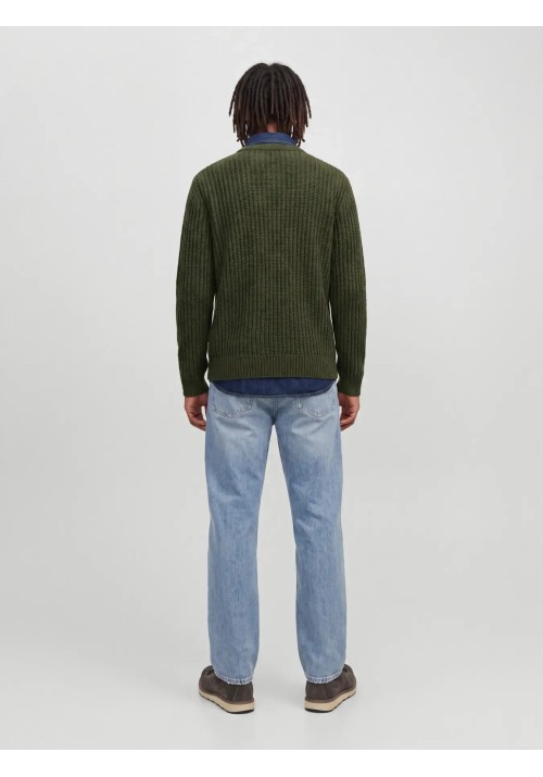Ανδρικό Πουλόβερ Πλεκτό Jack & Jones JJJAxon Knit Crew Neck 12306928 Forest Night Twisted Black Ανδρικό Πουλόβερ Πλεκτό Jack & Jones JJJAxon Knit Crew Neck 12306928 Forest Night Twisted Black