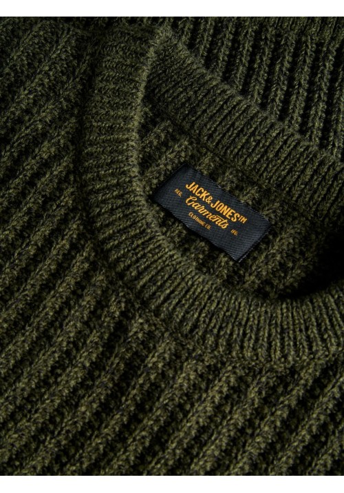 Ανδρικό Πουλόβερ Πλεκτό Jack & Jones JJJAxon Knit Crew Neck 12306928 Forest Night Twisted Black Ανδρικό Πουλόβερ Πλεκτό Jack & Jones JJJAxon Knit Crew Neck 12306928 Forest Night Twisted Black