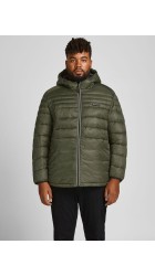 Ανδρικό Μπούφαν με Κουκούλα Puffer Plus Size Jack & Jones 12191902 Λαδί